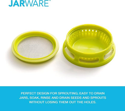 Jarware Mason Jar Lid, Seed Sprouting Lids For Wide Mouth Mason Jars, Set of 2