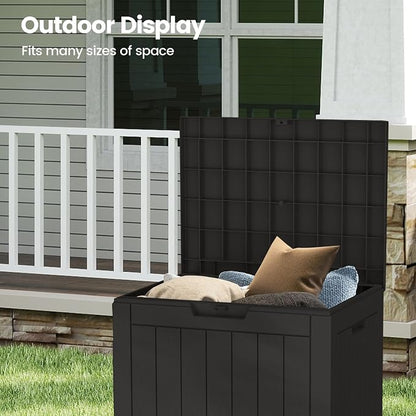Zapdos 31 Gallon Outdoor Deck Box, Lockable Waterproof Outdoor Storage Boxes For Garden Tools, Indoor Cushions, Accessories Outside Storage Resin Weatherproof Container (Black)