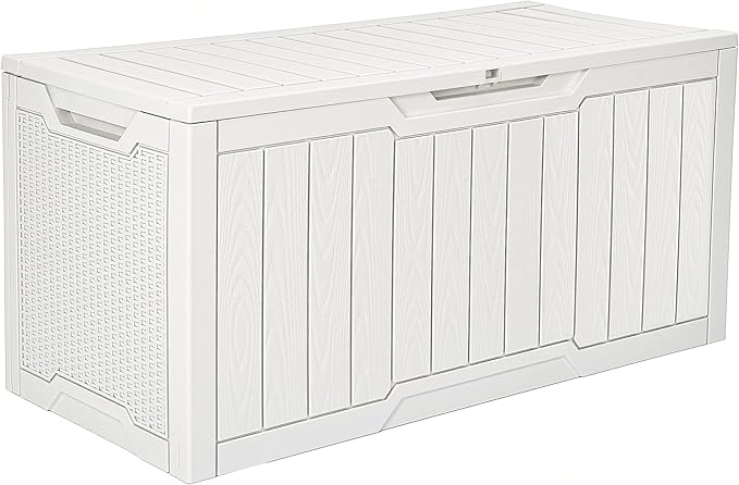 YITAHOME 100 Gallon Large Outdoor Deck Box | Waterproof Resin Storage Box, Lockable Indoor Outdoor Storage Container for Patio Furniture Cushions, Pool Accessories