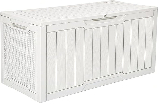 YITAHOME 100 Gallon Large Outdoor Deck Box | Waterproof Resin Storage Box, Lockable Indoor Outdoor Storage Container for Patio Furniture Cushions, Pool Accessories
