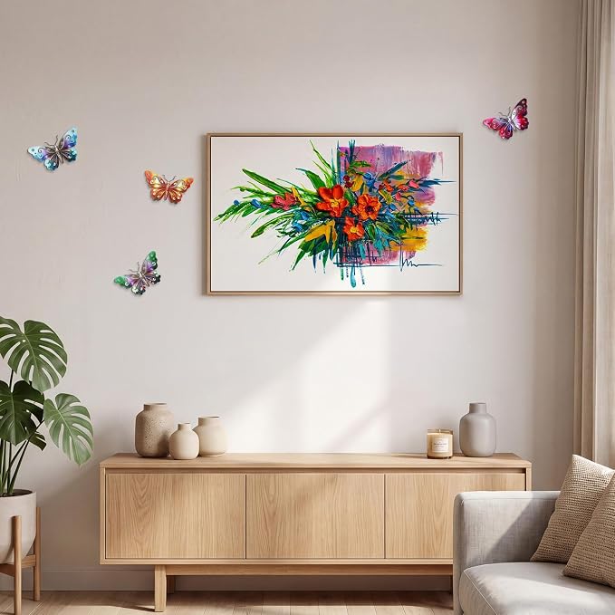 Hoikwo 4 Pack 9.6" Metal Butterfly Wall Decor, Outdoor Fence Wall Art Decor, Hanging Decoration for Garden Yard Living Room Bedroom Patio Balcony