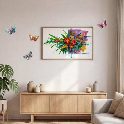 Hoikwo 4 Pack 9.6" Metal Butterfly Wall Decor, Outdoor Fence Wall Art Decor, Hanging Decoration for Garden Yard Living Room Bedroom Patio Balcony
