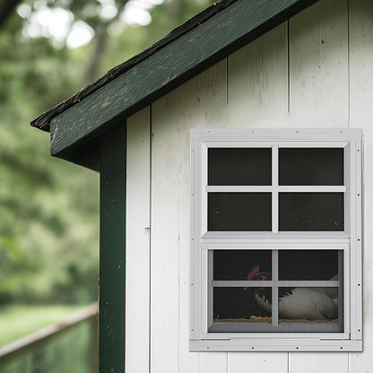 2 Pack Shed Windows 18" W x 23" H Flush Mount, White Household Windows for Playhouses, Barns, Chicken Coop