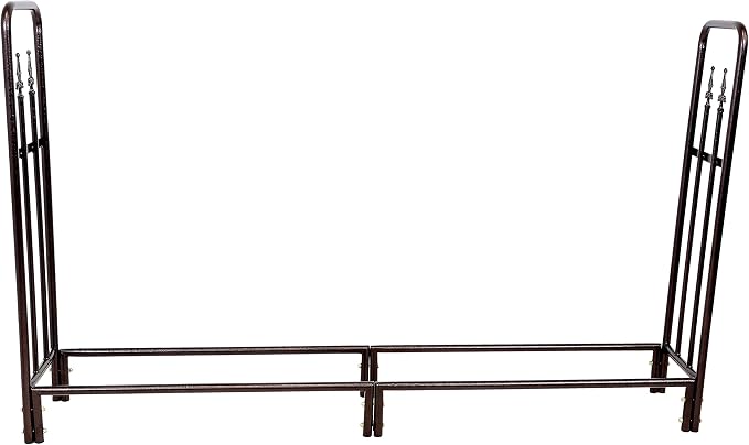 Sunnydaze Indoor/Outdoor 6-Foot Decorative Firewood Log Rack - Powder-Coated Steel Wood and Kindling Holder - Bronze