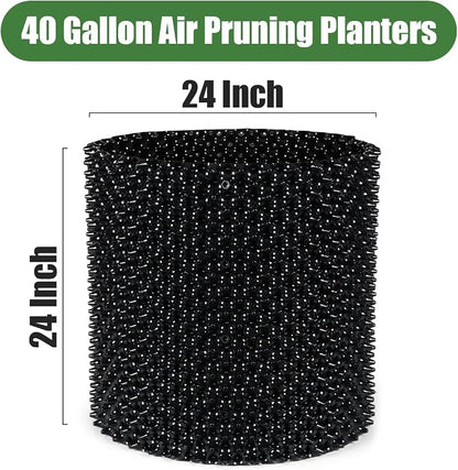 RooTrimmer Air Pruning Containers, 40 Gallon Air Pruning Planters, Sturdy Plastic Roots Control Planter Container for Tree Grow Outdoor, Garden Self-Planting Planters, Size 24"x24", Black, 2P