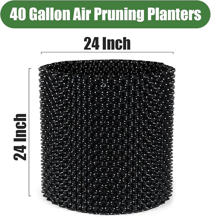 RooTrimmer Air Pruning Containers, 40 Gallon Air Pruning Planters, Sturdy Plastic Roots Control Planter Container for Tree Grow Outdoor, Garden Self-Planting Planters, Size 24"x24", Black, 4P