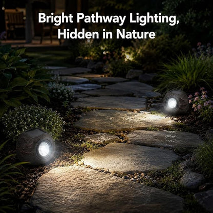Candieslife Solar Rock Lights Outdoor Garden Waterproof - Super Bright LED Solar Spotlights, Solar Powered Landscape Path Decorative Garden Stone Lights for Pathway, Walkway, Yard, Patio (4 Pack)