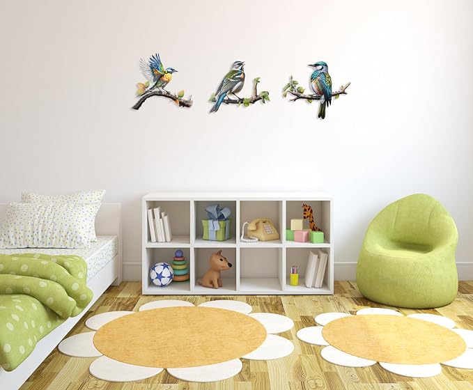 Meduofon 3 Pack Metal Bird Art Wall Decor, Hummingbird Decorations for Outdoor Wall Decor Outside House Patio Garden Fence Porch Deck Wall Sculpture Hanging for Indoor Outdoor (3 Pack Metal Bird)