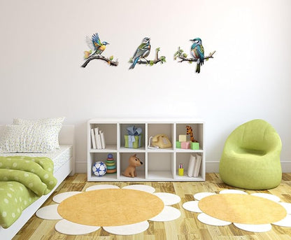 Meduofon 3 Pack Metal Bird Art Wall Decor, Hummingbird Decorations for Outdoor Wall Decor Outside House Patio Garden Fence Porch Deck Wall Sculpture Hanging for Indoor Outdoor (3 Pack Metal Bird)
