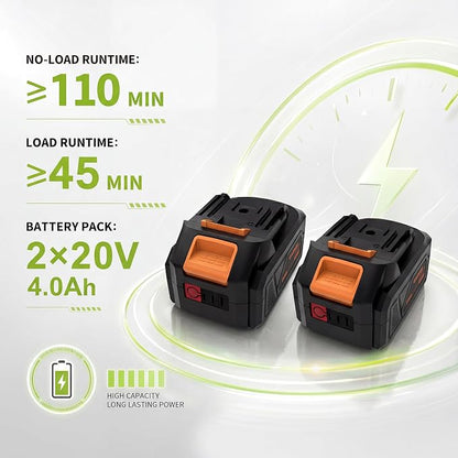 Garvee Cordless Lawn Mower, 17-Inch Battery Powered Electric Push Mower, 2-in-1 Mulching & Bagging, 6 Cutting Heights, 40L Grass Bag, Lightweight Walk-Behind Mower for Small to Medium Yards, Orange