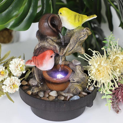 Ferrisland Resin LED Indoor Water Fountains Office Home Relocation Gifts | Indoor Waterfall Fountains Relaxation Home Decor with LED Light for Home Office Bedroom House Warming Gift Idea