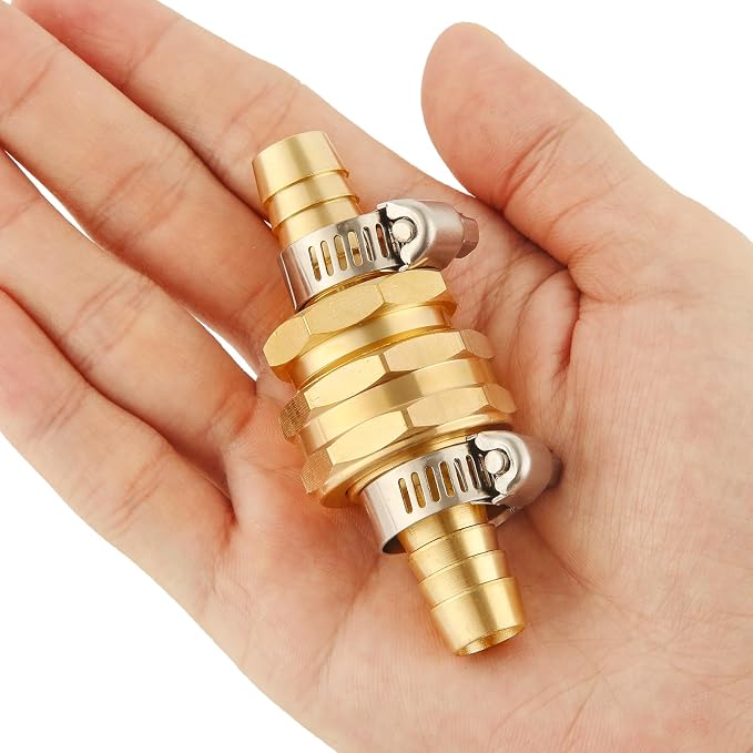 4 Set Brass Garden Hose Repair Connector Kit with Clamps, Fit for 1/2" Garden Hose Fitting,1/2'' Barb x 3/4'' GHT Garden Hose Adapter/Fittings, Water Hose Repair Kit