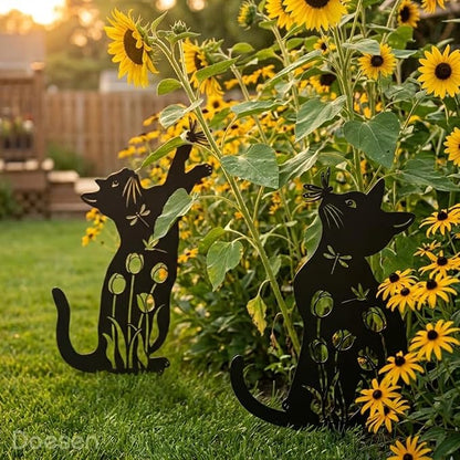 Metal Cat Garden Decor for Outside, Unique Cat Gifts for Women/Men Cats Lovers Gifts Rust Proof Black Silhouette Decorative Garden Stakes for Yard Art Decor, Lawn, Patio, Outdoor Decorations