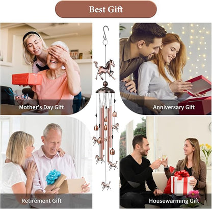 35" Horse Wind Chimes Outdoor Horse Gifts for Women/Men/Mom/Grandma Birthday Gifts Memorial Gift Metal WindChimes for Outside/Indoors, Home, Lawn, Porch, Patio, Garden Decor, Yard Decorations
