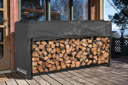 ULTCOVER Waterproof Firewood Racks Cover 8 Feet Heavy Duty Outdoor Logs Holder Stand Cover, Black