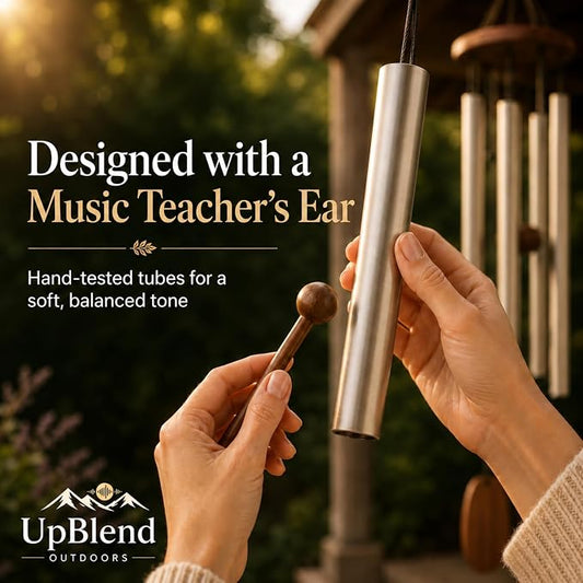 Silver Wind Chimes for Outside, 29 Inch Hand Tuned G Major Pentatonic Wind Chime, Memorial Sympathy Gift for Loss of Loved One, Deep Tone Aluminum Bamboo Garden Patio Porch Decor