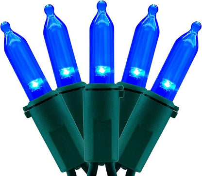 YULETIME 200 Blue LED Christmas Lights, 66 ft Green Wire UL String Light | True Blue, Stay Lit, End-to-End Connectable, UL Certified, Commercial Grade, 1-Strand 200 Lights, 4" Spacing