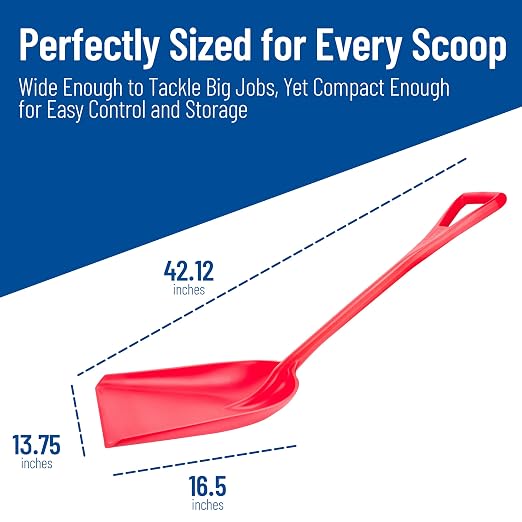 SPARTA Polypropylene Sanitary Shovel, One-Piece Food Handling Scoop, Commercial Kitchen and Bulk Ingredient Transfer Tool, 13.75" x 16.5" Scoop, Red (Pack of 3)