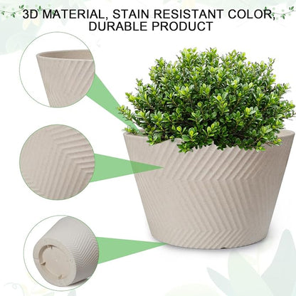 18 inch Big Plant Pots, 2 Pack Large Round Planters for Outdoor Plants, Porch, Patio, Backyard, Durable Plastic Flower Pots, Modern Décor for Tall Plants, Flowers, White