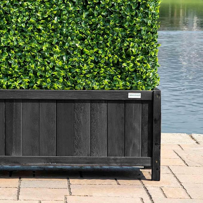NatraHedge (44" Lx 15" W x 15" H (Black) Hampton Classic Wooden Planter Box Indoor and Outdoor Rectangular Garden Planter Use for Patio, Yard, Greenhouse, Vegatable, Flowers, and Herb | (Black) Indoor and Outdoor Rectangular Garden Use for Patio Yard G...