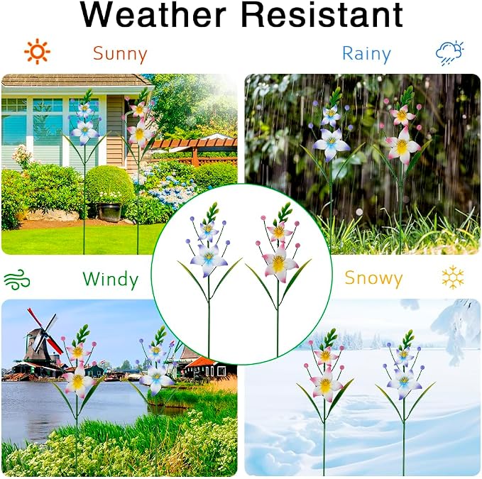Outdoor Decorative Garden Stakes,Metal Flowers for Outside Spring Decor,Waterproof Garden Decor for Outside,Lawn,Patio,Yard