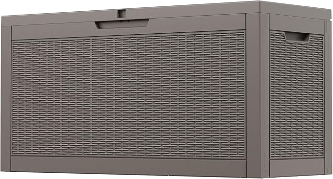 Outdoor Storage Box, 60 Gallon Resin Deck Boxes Outdoor Waterproof For Patio Furniture, Garden Tools, Pool Supplies, Lockable And UV Resistant (Rattan Gray)
