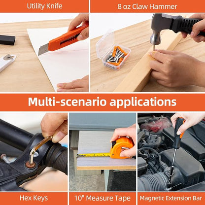 16.8V Brushless Cordless Drill Driver Kit 158PCS, Household DIY Hand Power Tool Combo Set for Professional Garden Office Home Repair Orange
