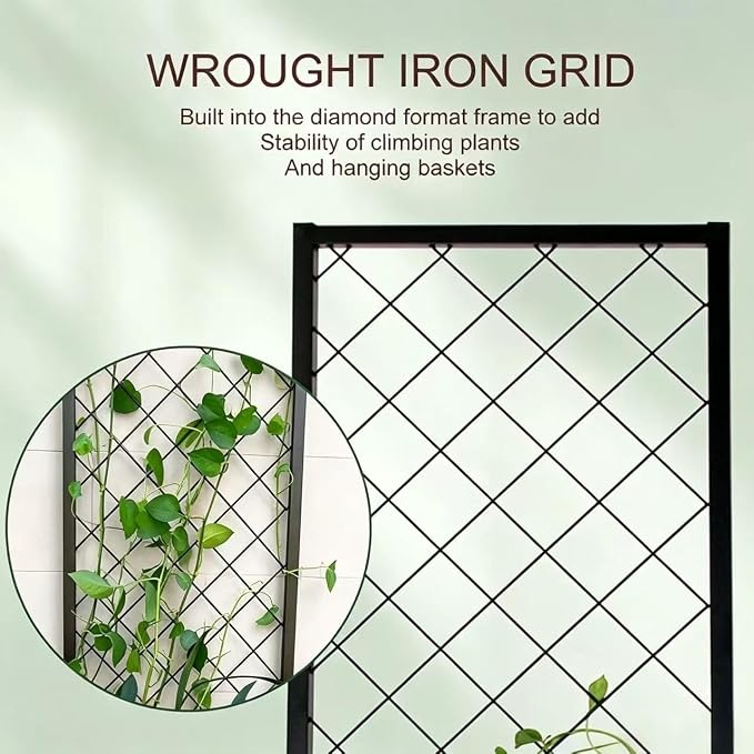 Zhongma 15.75 x 15.75 x 55 in Raised Garden Bed with Trellis,Heavy Duty Plant Box for Climbing Plants with Drainage Hole, Metal Lattice Planter Gardon Box with Inner Fabric Liners.