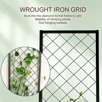 Zhongma 15.75 x 15.75 x 55 in Raised Garden Bed with Trellis,Heavy Duty Plant Box for Climbing Plants with Drainage Hole, Metal Lattice Planter Gardon Box with Inner Fabric Liners.