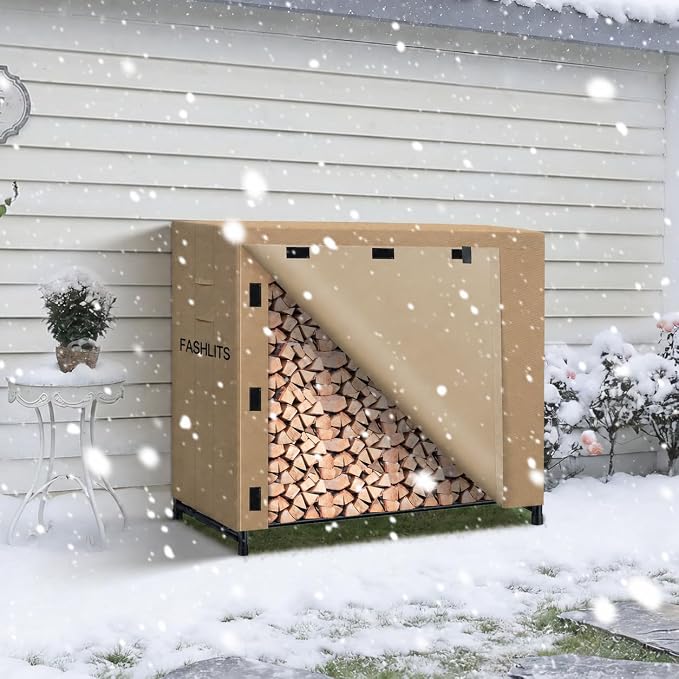 4ft Firewood Rack Cover, Waterproof Heavy Duty 600D Oxford | Storage Wood Rack Cover for Patio, Yard, Indoor and Outdoor Use(Cover Only, Rack Not Included)