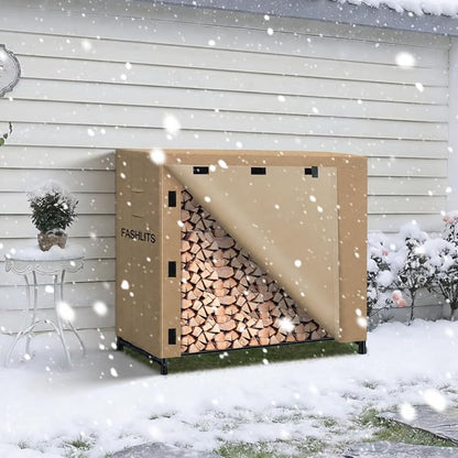 4ft Firewood Rack Cover, Waterproof Heavy Duty 600D Oxford | Storage Wood Rack Cover for Patio, Yard, Indoor and Outdoor Use(Cover Only, Rack Not Included)