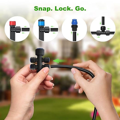 236FT Drip Irrigation System Kit New Quick-Connect, Automatic Garden Watering Misting System for Greenhouse, Yard, Lawn, Plant with 5/16 inch Hose 1/4 inch Distribution Tubing and Accessories