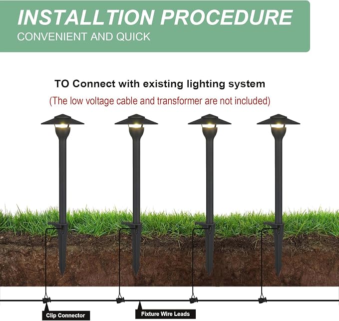 Low Voltage Pathway Lights LED Landscape Lights, 4.5W 12V AC/DC, 3000K Warm White, Cast-Aluminum, IP65 Waterproof, ETL Listed, for Yard, Walkway, Garden, 8 Pack