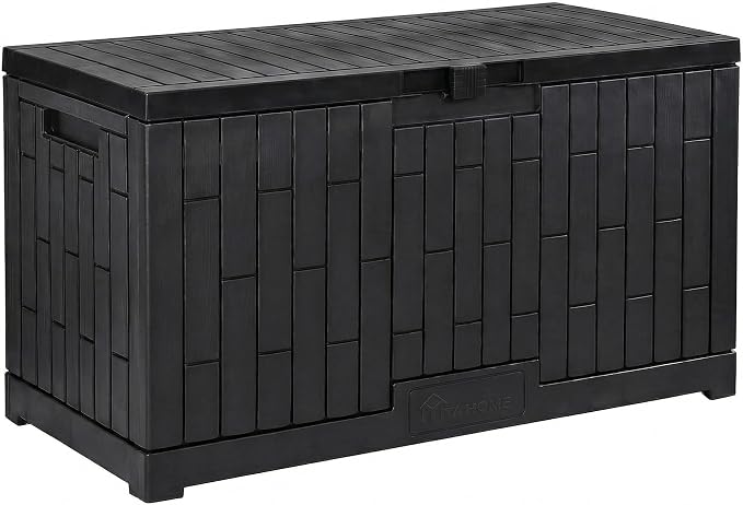 YITAHOME 120 Gallon Large Deck Box | 53"L x 22.7"W x 25.5"H Resin Outdoor Storage Box with Slide-Locking Lid for Patio Cushions, Garden Tools, Pool Supplies, Easy