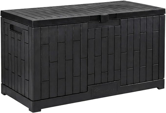 YITAHOME 120 Gallon Large Deck Box | 53"L x 22.7"W x 25.5"H Resin Outdoor Storage Box with Slide-Locking Lid for Patio Cushions, Garden Tools, Pool Supplies, Easy