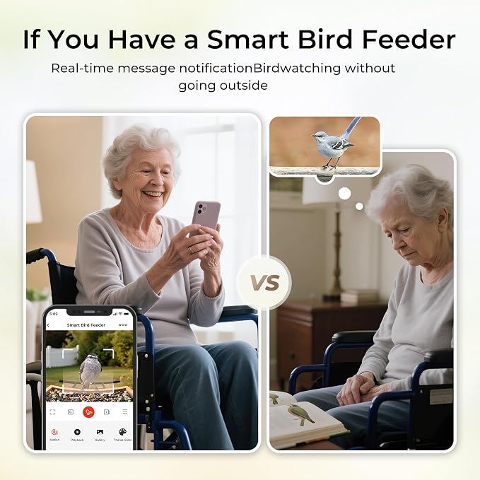 TT Nature Bird Feeder with Camera Solar Powered, Upgraded 1.5L Smart Bird Feeder Camera for Bird Watching, Auto Capture & Instant Real-time Notifications, Ideal Gift for Bird Lovers