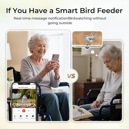 TT Nature Bird Feeder with Camera Solar Powered, Upgraded 1.5L Smart Bird Feeder Camera for Bird Watching, Auto Capture & Instant Real-time Notifications, Ideal Gift for Bird Lovers