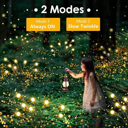 12 Pack Solar Firefly Lights Outdoor Swaying Garden Decor 96 LED Warm White | 2 Lighting Mode, Auto On/Off, Sway with Wind, Waterproof Solar lights Outdoor for Flower Bed Patio Pathway Courtyard Decor
