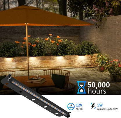 4-Packs 5W 12 Inch LED Hardscape Paver Lighting,12V AC/DC Low Voltage Retaining Wall Lights,LED Landscape Lighting,2700K Soft White Outdoor Step Light,50,000 Hours Lifespan-Black