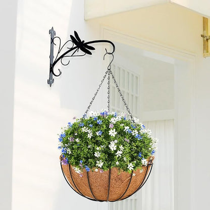 HKZ Hanging Basket Planter Plants Outdoor - 4 Pack 14 Inch Metal Hanging Planter with Coco Liners, Chain Hook Hanging Flower Pots for Indoor Outdoor Garden Porch Decoration