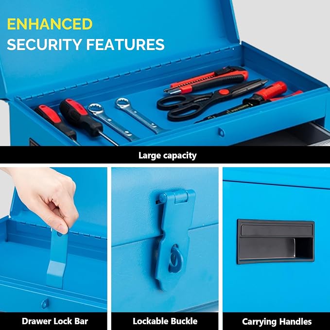 TUFFIOM 5-Drawer Rolling Tool Chest, Tool Storage Cabinet w/Drawers, Lockable Wheels, Detachable Top & Adjustable Shelf, Mechanic Tool Organizer Box for Garage, Workshop, Warehouse & Repair Shop