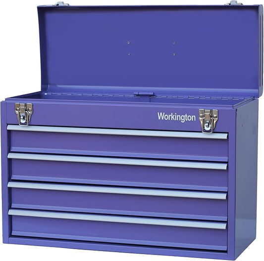 Workington Portable Metal Tool Chest with 4 Drawers, 20" 4-Drawer Tool Chest Cabinet with Ball Bearing Drawer Slides, Steel Tool Storage Box Organizer 4004 Purple