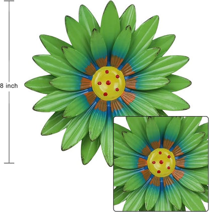hogardeck Metal Flower Wall Decor for Indoor Outdoor, Kitchen Decor Floral Metal Wall Art, Wall Decor for Bathroom, Living Room, Porch, Garden, Yard, Backyard （6 Pcs 8'' ）