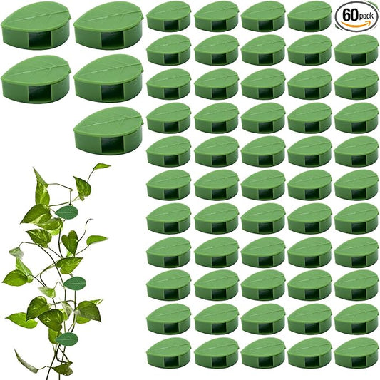 Plant Wall Clips for Climbing Vines Green Garden Stem Holder with Adhesive Climbing Wall Fixture Clips for Indoor Wall Decor, Office, Home (60 Packs)