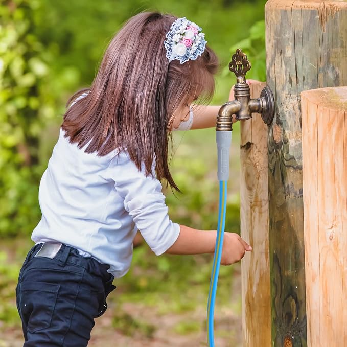 HQMPC Hose Garden Hose With 5/8 in. x 50 ft., Water Hose For Garden Lawn Watering Heavy Duty Durable Material Water Hose Solid Brass Fittings With Nozzle (BLUE)