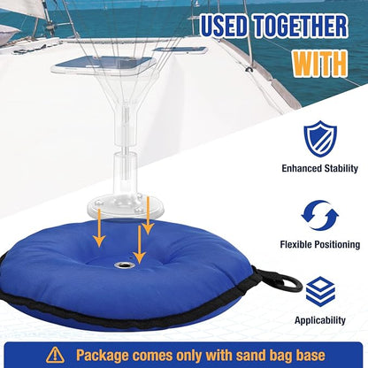 Weighted Sand Bag Boat Base for Bird Deterrent Systems, Compatible with Bird B Gone/Bird Barrier Long Legs Bird Deterrent, Portable Stabilizing Base for Boats & Docks, Weatherproof Blue Canvas, 5 lbs