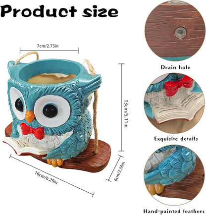 Swing Owl Hanging Planters for Indoor Outdoor Plants | Cute Owl Plant Pots with Drainage Hole,Unique Owl Succulent Pots Gifts for Teachers,Mother's Day,Birthday,Christmas