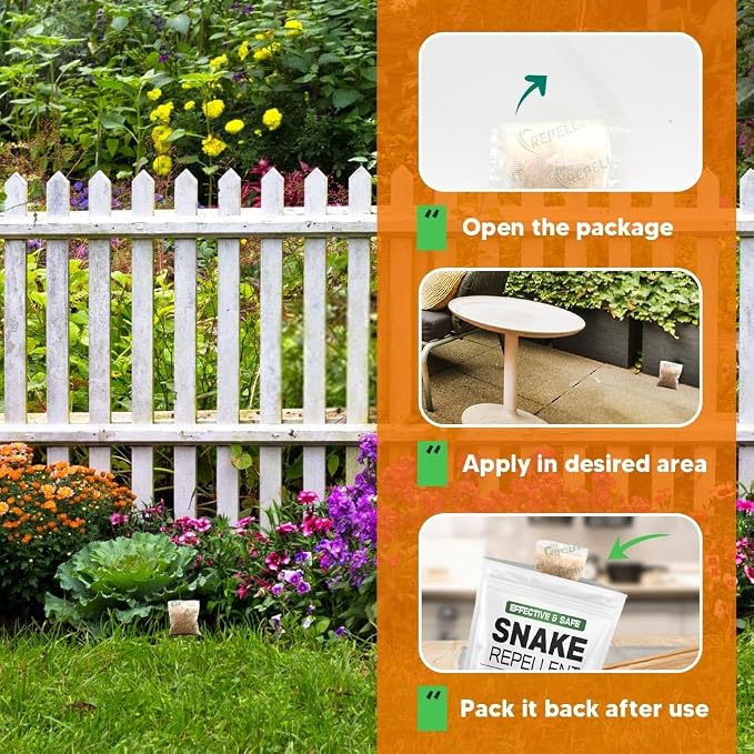 LEBMP Snake Repellent for Yard, Snake Away Repellent for Outdoors, Pet Safe Snakes Repellant, Garden Snake Deterrent, Keep Snakes Out of Backyard, Garage, House-12 Pouches
