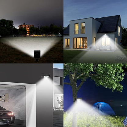 Solar Lights for Outside Dusk to Dawn with 16FT Cord Solar Flood Light 4400mAh Waterproof 6000K LED Lighting for Outside, Flag Pole, Shed, White 2 Pack