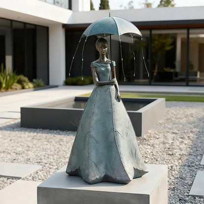 DiliComing Solar Fairy Outdoor-Statue Garden-Decor - 18" Resin Leaf Girl Sculpture with LED Lights for Garden/Patio/Yard | Waterproof Fairy Outdoor Figurines, Unique Home Decor Gifts for Women